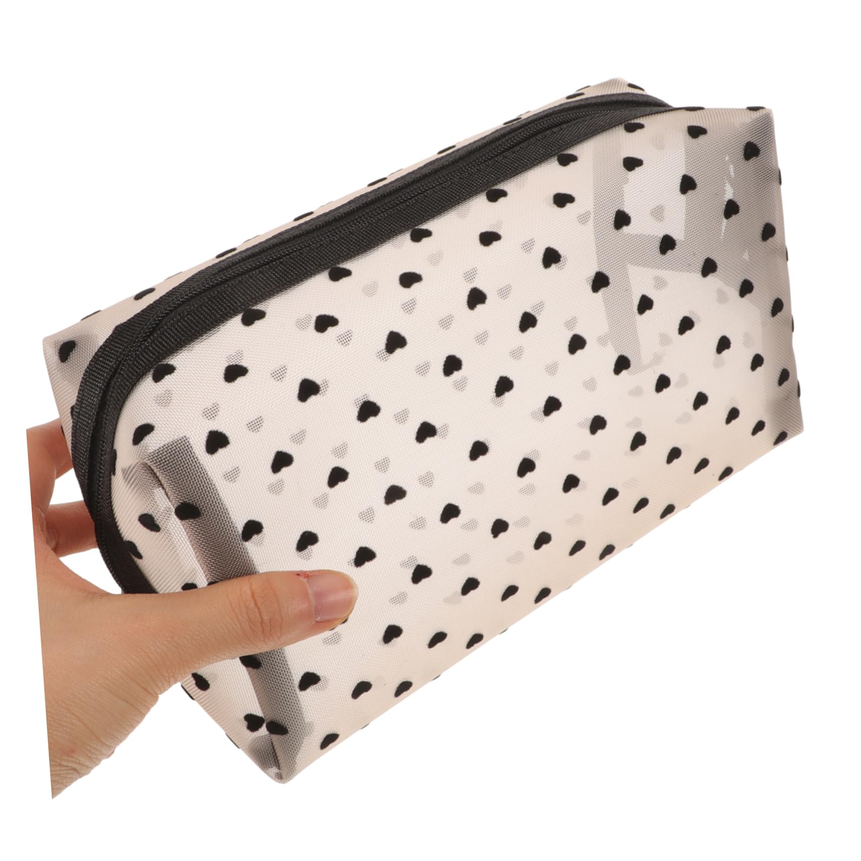6 Pezzi Pochette Trucchi da Viaggio Cuore in Rete, Nylon e Garza, Portatile, Facile da Pulire, per Donne e Ragazze