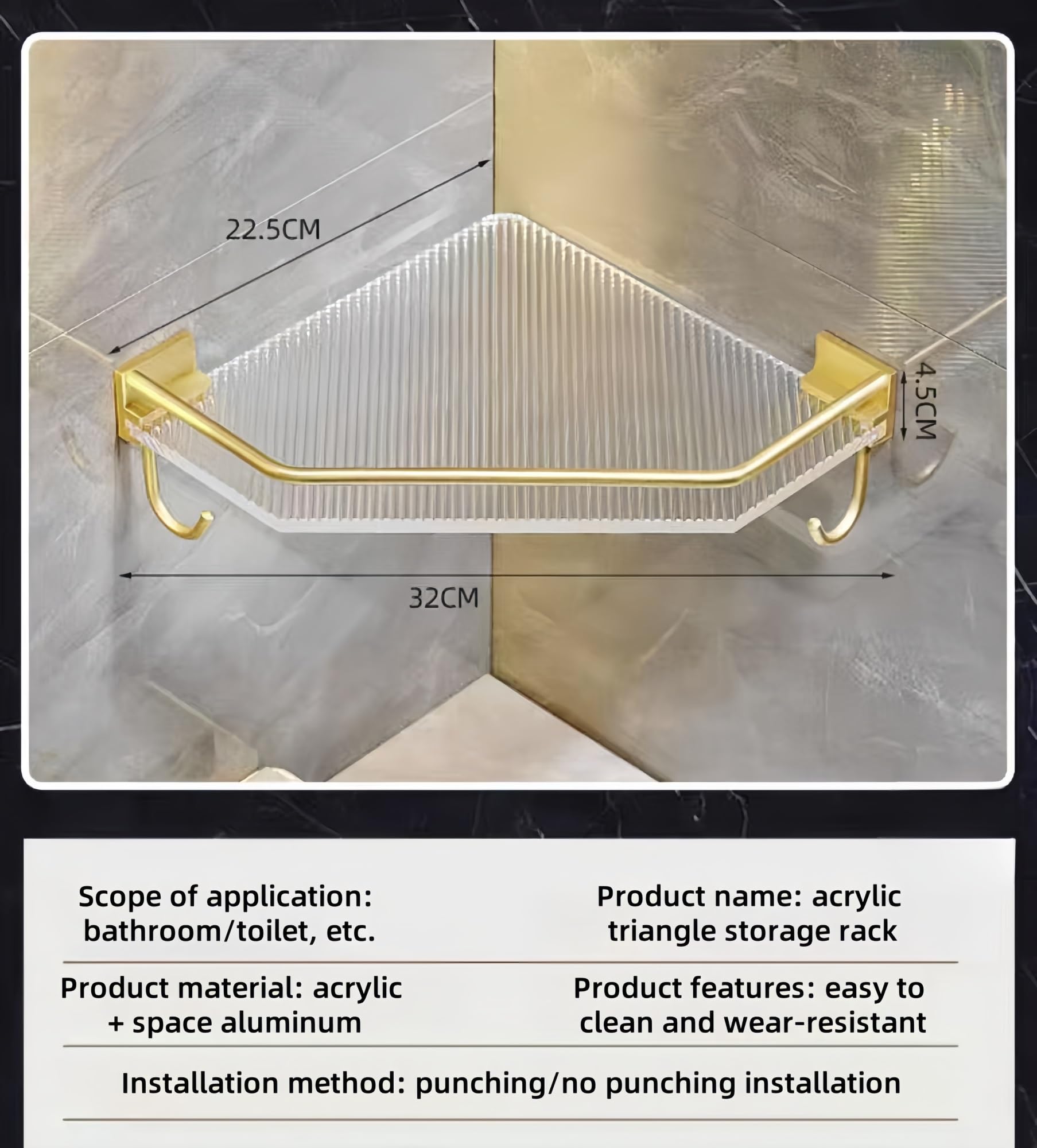 Organizador de ducha esquinero impermeable – Estantes nizer montados en la pared para tocador de ducha y cocina – Estante esquinero de 2 niveles solución de almacenamiento que ahorra espacio (blanco)