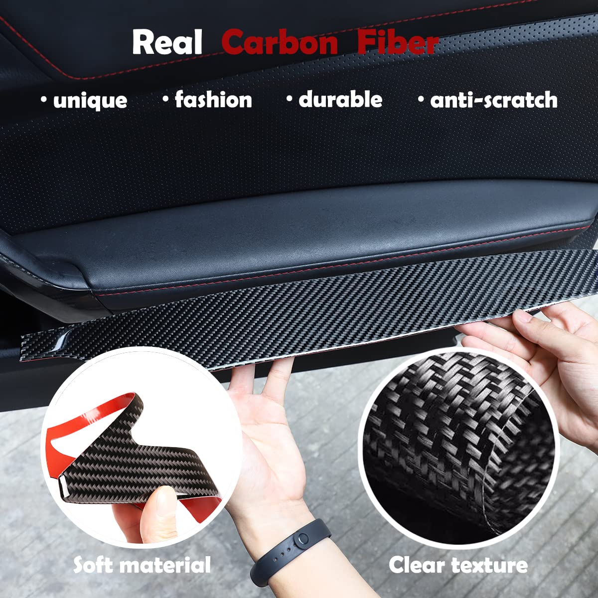 CHEAYAR Wewnętrzny panel przednich drzwi z prawdziwego włókna węglowego, osłona podłokietnika, dekoracja wnętrz, kompatybilny z Subaru BRZ i Toyota 86, 2016-2020, akcesoria samochodowe, 2 szt.