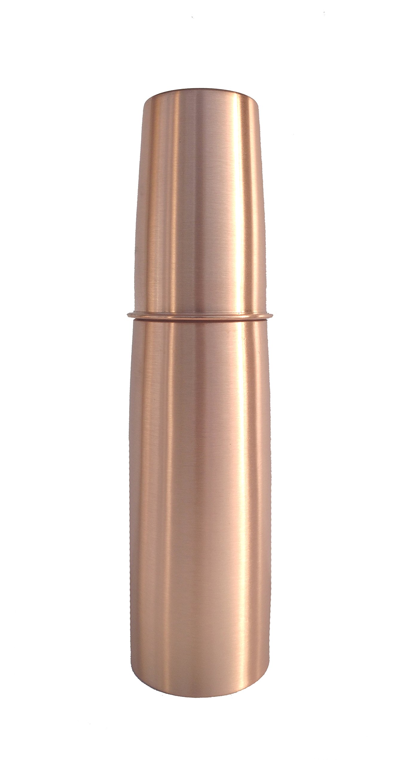 Botella de agua de cobre puro de 950 ml de capacidad con tapa de cristal de 200 ml de capacidad para yoga, sin articulación