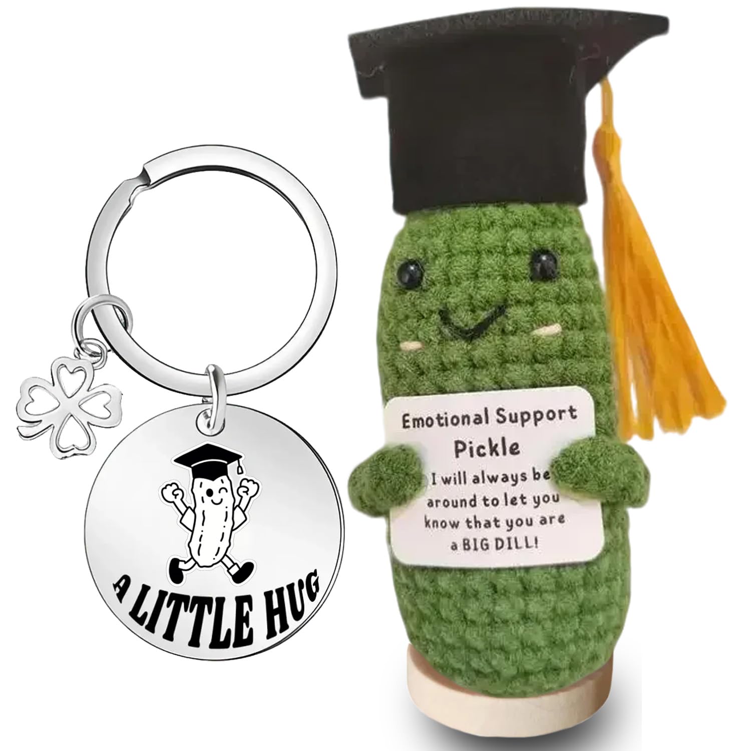 PIGPIGFLY Positive Pickle with Graduation Cap - Exam Gifts for Students 2025, Lucky Charms, Funny Pocket Hug Gift