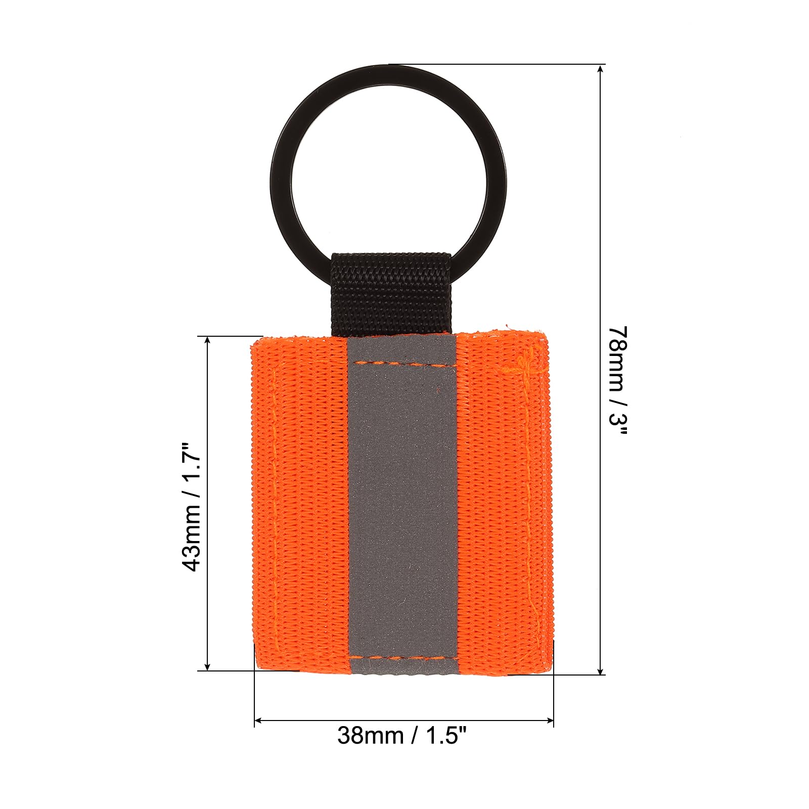 PATIKIL Reflective Keychain Tags, 6 Pack Reflective Zipper Pulls Nylon Keychain High Visibility Reflectors Tags for Backpack Pendant Dog Collar, Orange