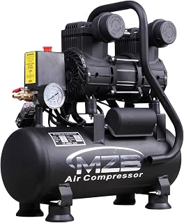 MZB 2.4 Gallon Ultra Quiet Oil-Free Air Compressor 1.2HP 5.65CFM 115PSI 70dB Portable with Wheels
