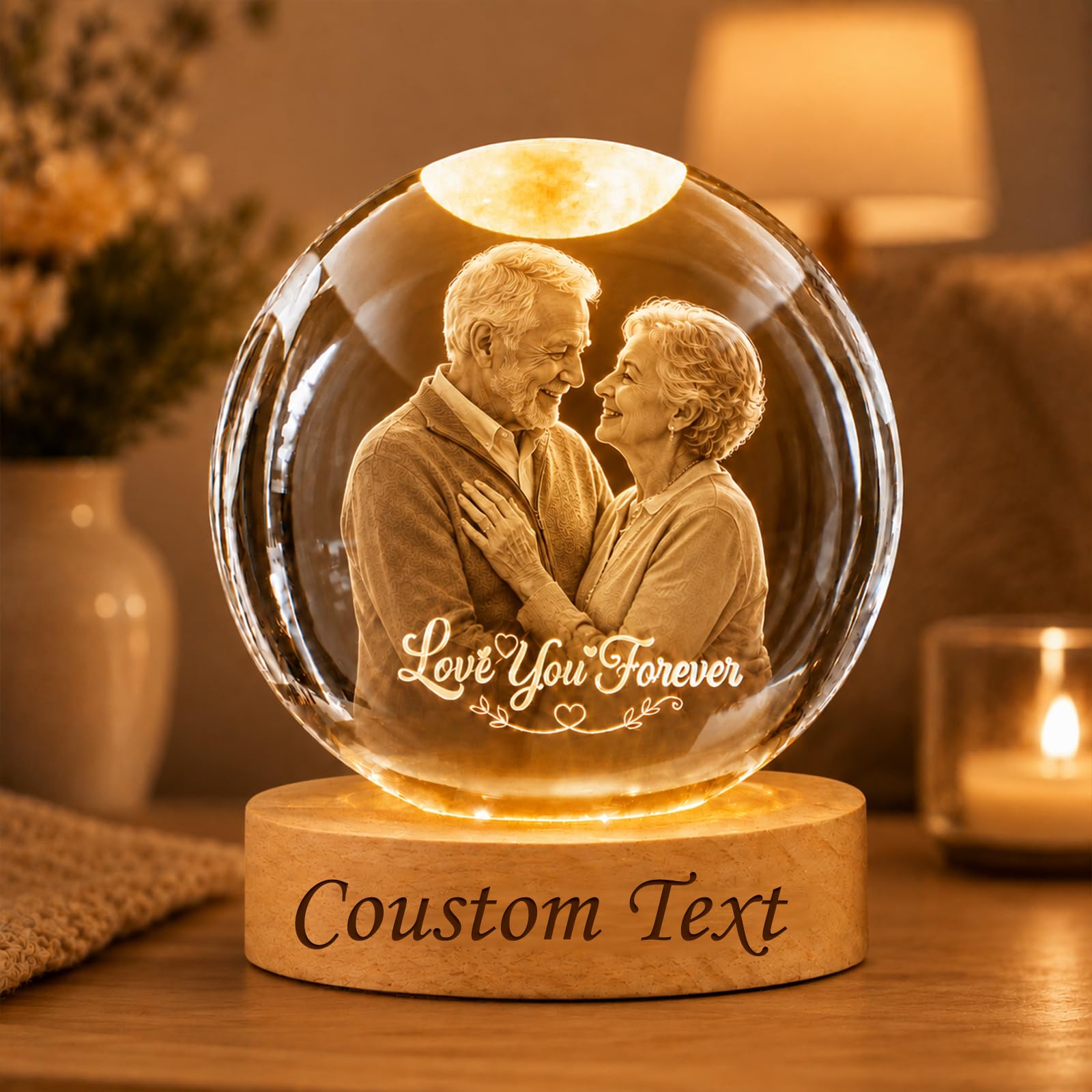 BBNNZ Personalised Moon Phase Crystal Ball Night Light Custom Photo Keepsake Gift (Crystal Ball-2)