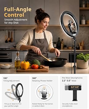 UBeesize 12 Ring Light with 62 Tripod Stand, Phone Holder & Remote