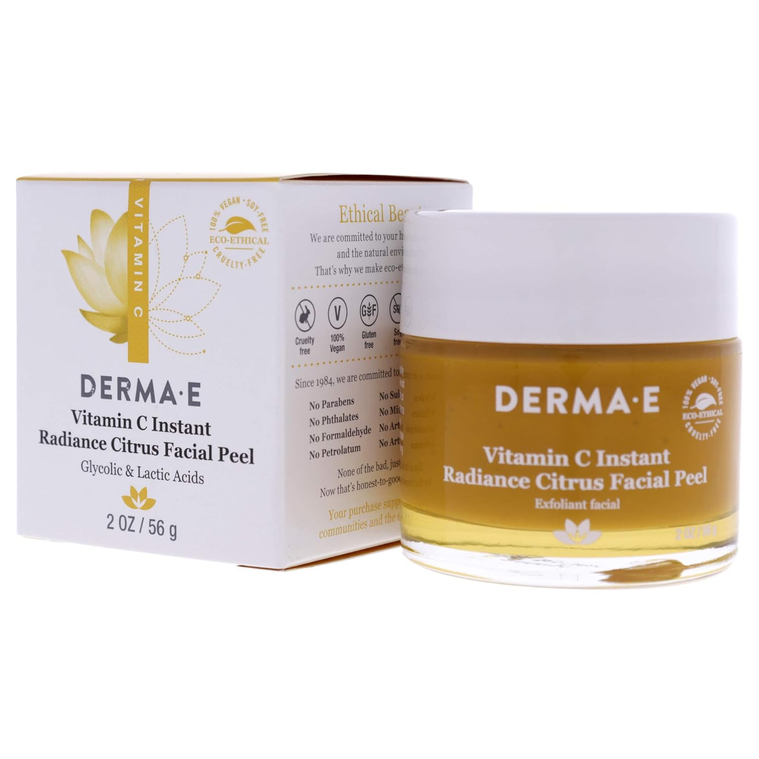 Derma E Vitamin C Instant Radiance Citrus Facial Peel, Resurface Skin, Non-Abrasive Peel, Smooth Skin's Texture : Beauty & Personal Care