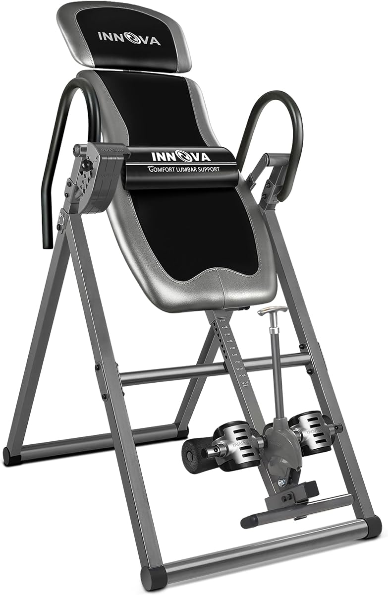 Mesa de inversión Innova Health and Fitness con reposacabezas ajustable, soportes para tobillos reversibles y capacidad de peso de 300 lb