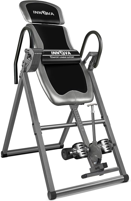 Mesa de inversión Innova Health and Fitness con reposacabezas ajustable, soportes para tobillos reversibles y capacidad de peso de 300 lb