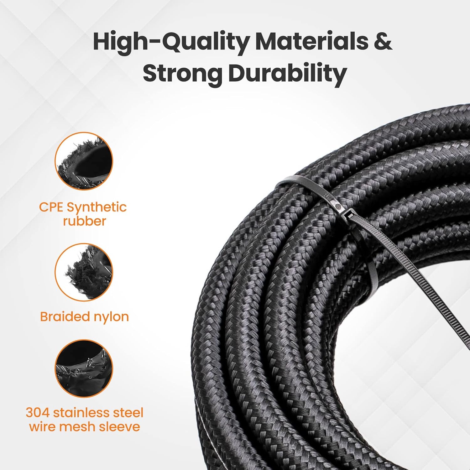 maXpeedingrods 6AN Fuel Line Kit, 3/8" Fuel Line Hose, Transmission Cooler Lines, CPE Nylon Stainless Steel Braided 6AN Push Lock Hose End 20FT 10PCS