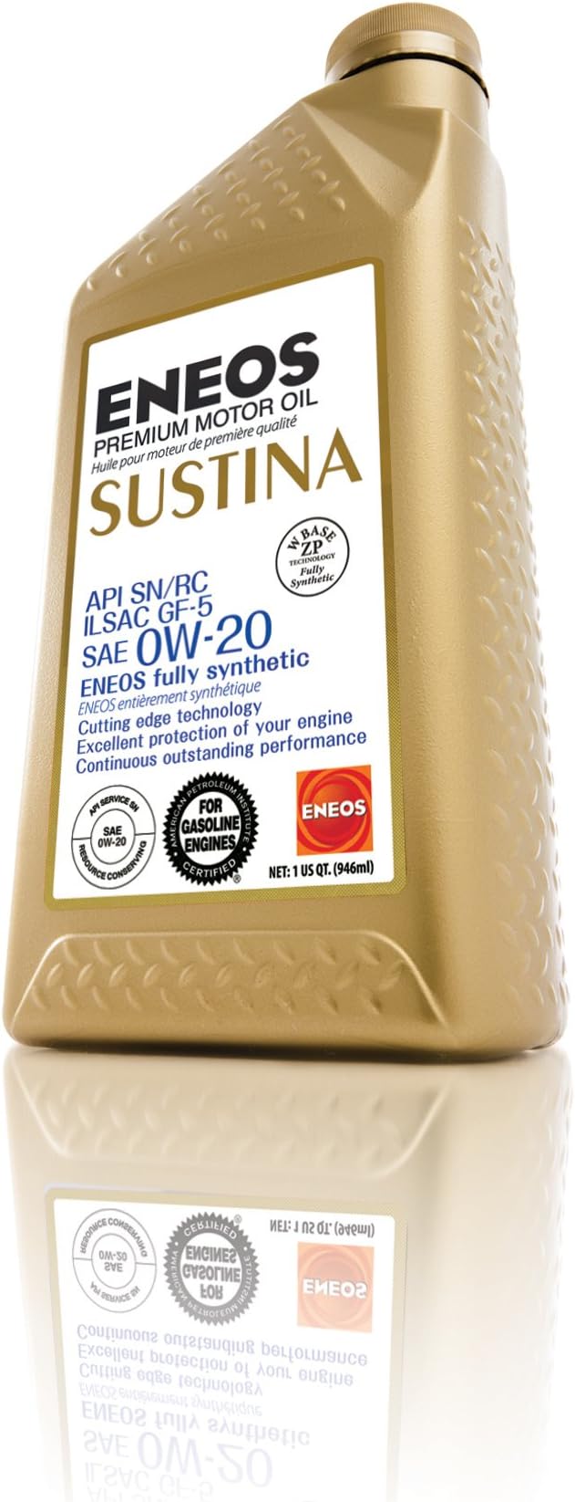 Sustina (3220300) API SN/ILSAC GF-5 Certified 0W-20 Fully Synthetic Motor Oil - 1 Quart Bottle