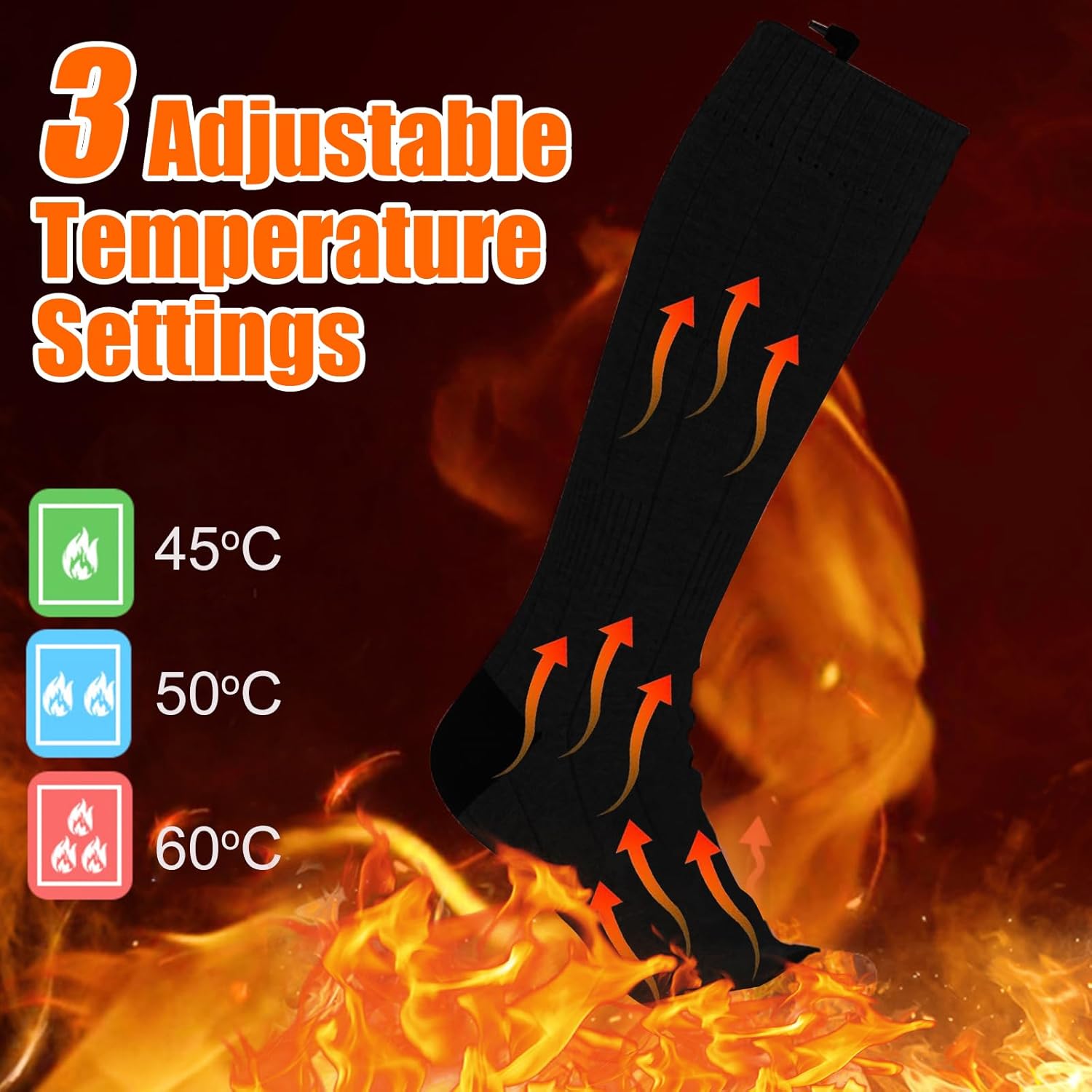 Heated Foot Warmer Adjustable Temperature,Heated Socks for Men Women,Rechargeable 5000 mAh,Electric Ankle Warmers for Hunting, Camping, Hiking, Walking, Fishing, Cycling, Outdoor Work - Image 4
