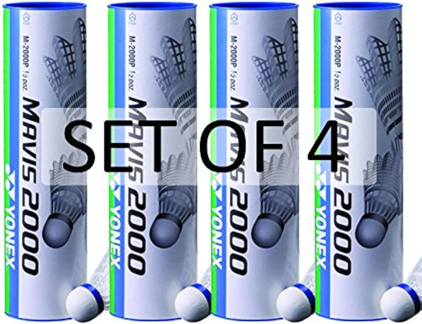 YONEX Mavis 2000 Nylon White Badminton Shuttlecock (4 Tubes pkg)
