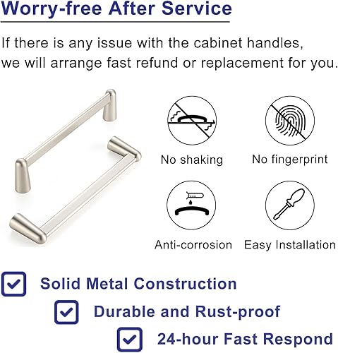 Miniatura 3 de ASKANO ZP2301 - Tirador de níquel cepillado para armario de cocina, centro de 5 pulgadas, accesorios sólidos para cajón, tocador, baño, tocador,