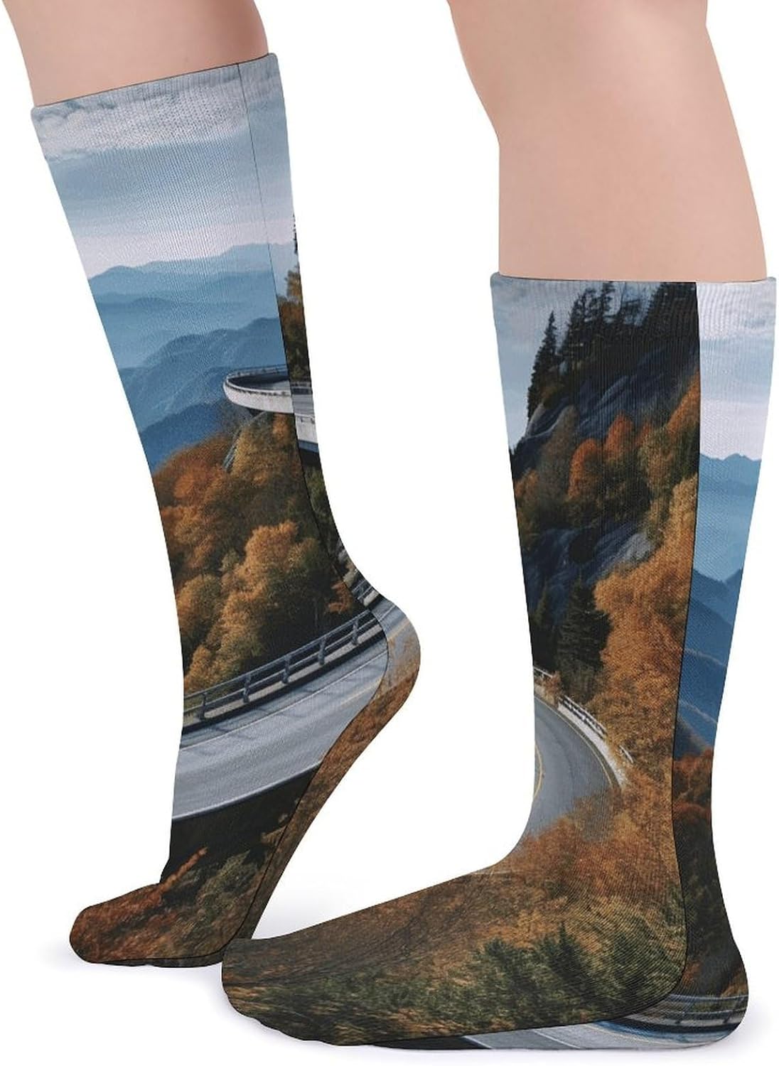 Blue Ridge Parkway Road Bridge Crew Socks Soft Thermal Socks | Socks for Men Women-Casual Wicking,High Stocking for Sports Running-Long Thin Tube Sports Breathable