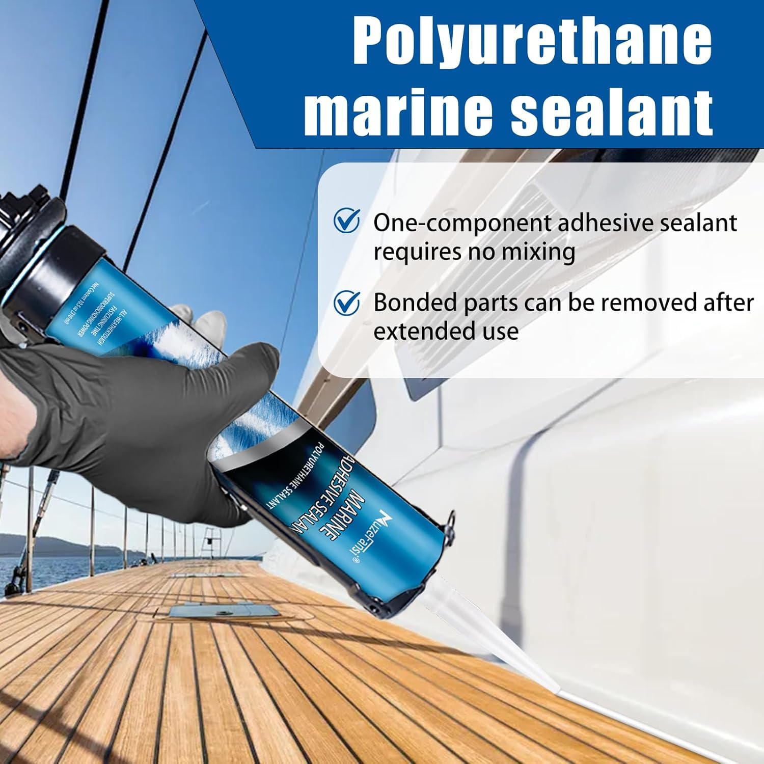 5200 Marine Sealant Fast Cure, Marine Adhesive Sealant, Waterproof Polyurethane Adhesive, Permanent Flexible Bond, UV Resistant, Above & Below Waterline for Boats, RVs, Vehicles, White, 6 Pack