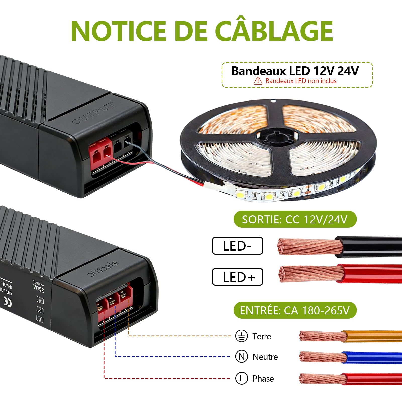 2 Pièces Bloc D'alimentation LED 230V à 12V/24V 400W Transformateur Découpage Alimentation Électrique DC12V 33.33A/DC24V 16.674A Transformateur Tension Constante