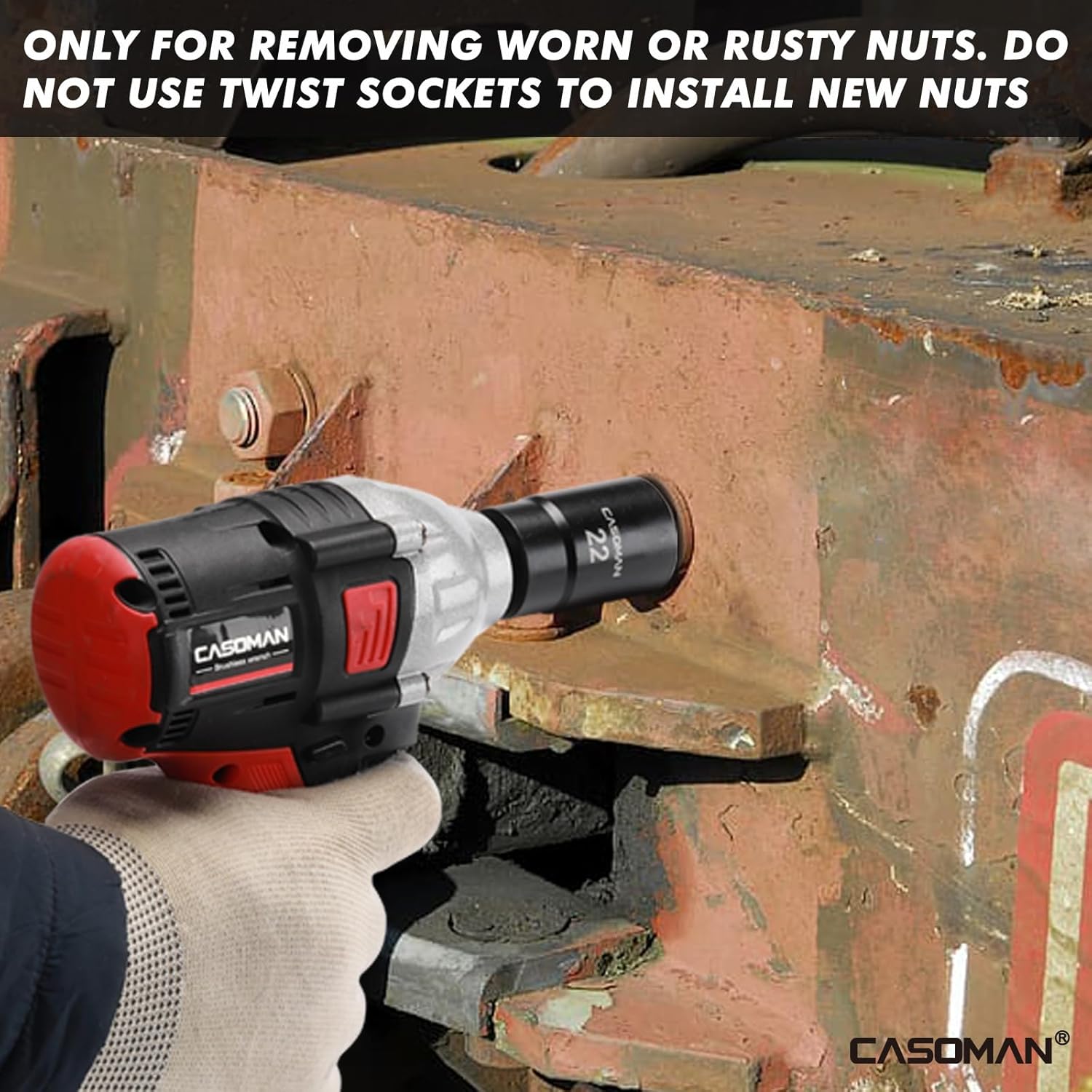 CASOMAN 5 Pieces 1/2"Dr. Twist Socket Set, Lug Nut Remover Tool Metric Bolt and Lug Nut Extractor Socket Tools