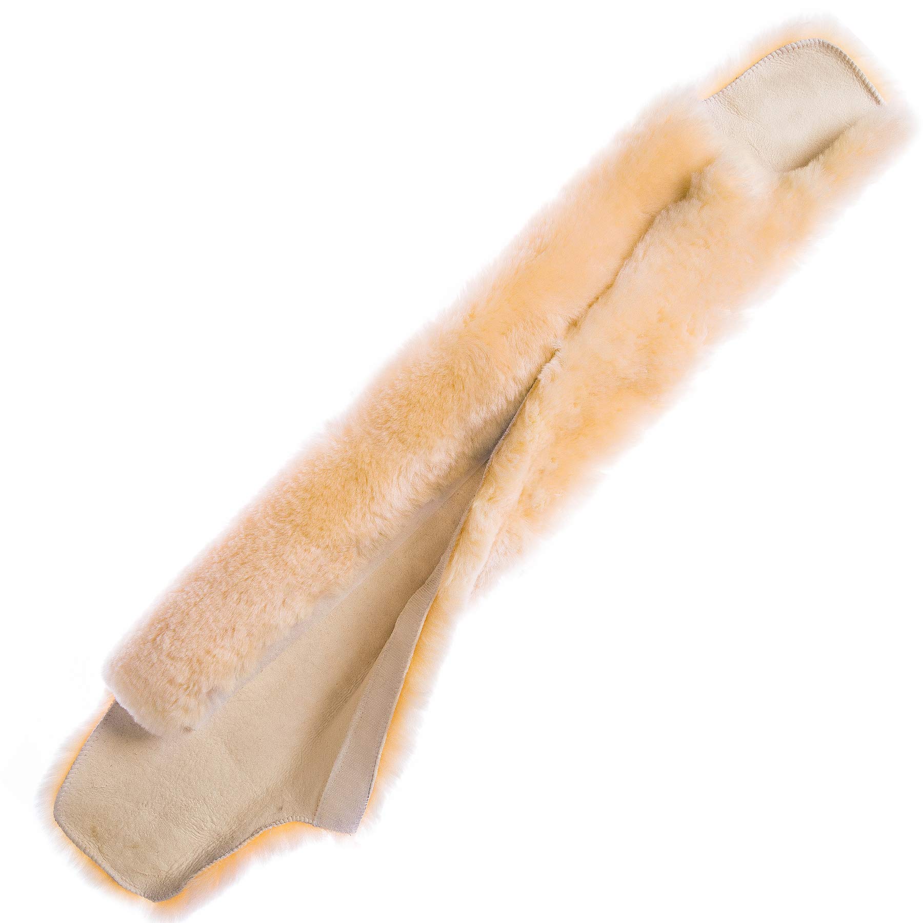 Protector de cinturón de piel de cordero genuino para cinturón de doma occidental, piel auténtica para su correa de sillín de lana de cordero auténtica (natural, 50 x 12 cm (largo x ancho)