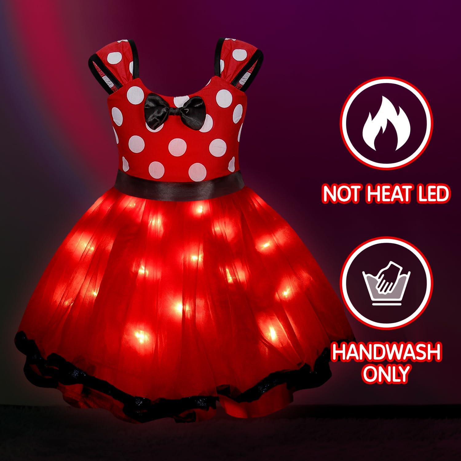 Light Up Baby Girls Dress Up Clothes Toddler Halloween Costume Birthday House Cosplay Bebe Party Outfit Red