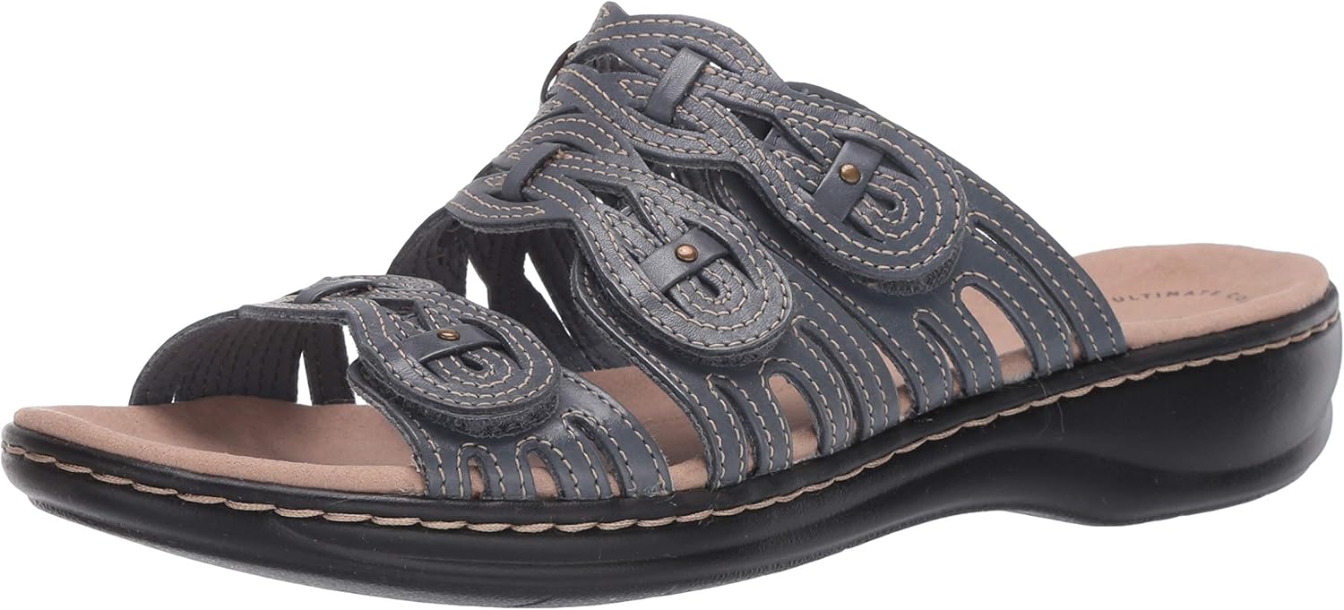 Clarks Women's Leisa Faye Sandal 55 M US Blue Grey Leather