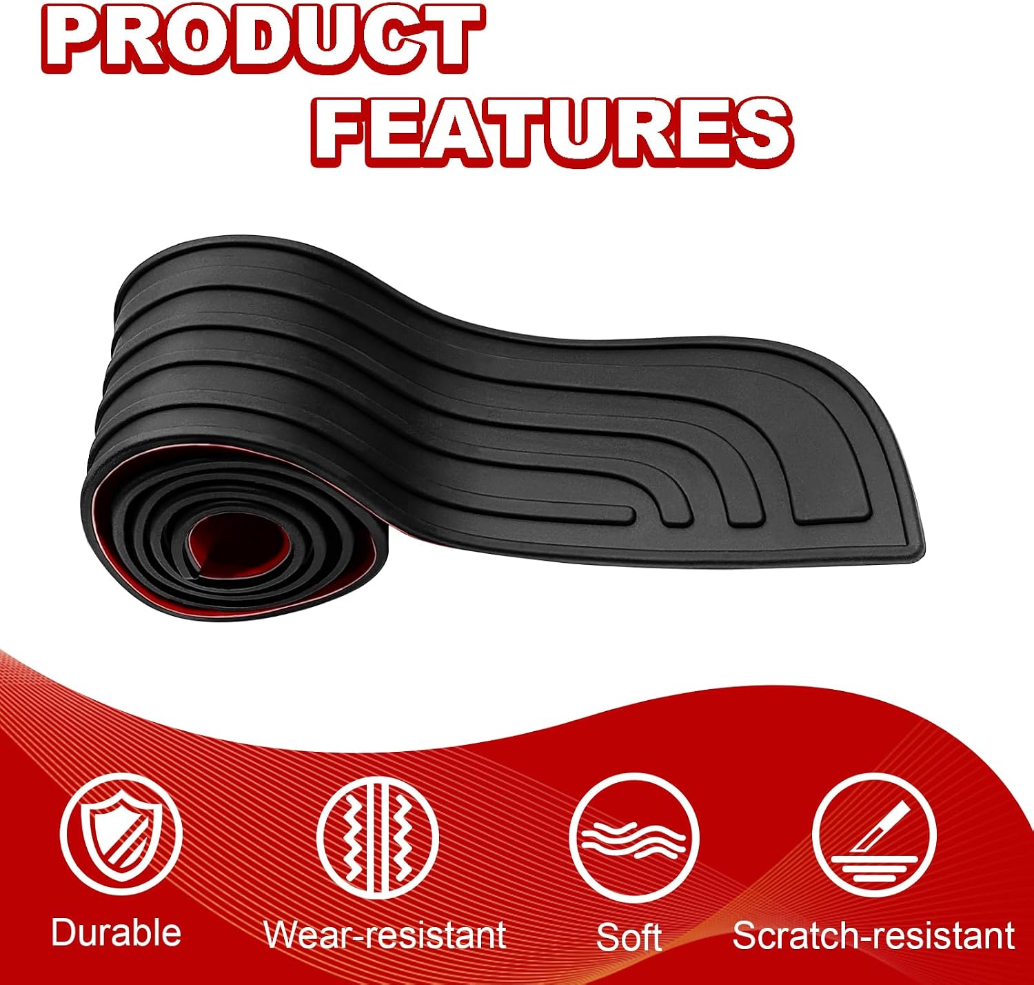 Universal Car Rear Bumper Protector Guard, 35" Anti-Scratch Rubber Trim for Trunk Entry - Fits Most Cars, SUVs, Vans(Black)