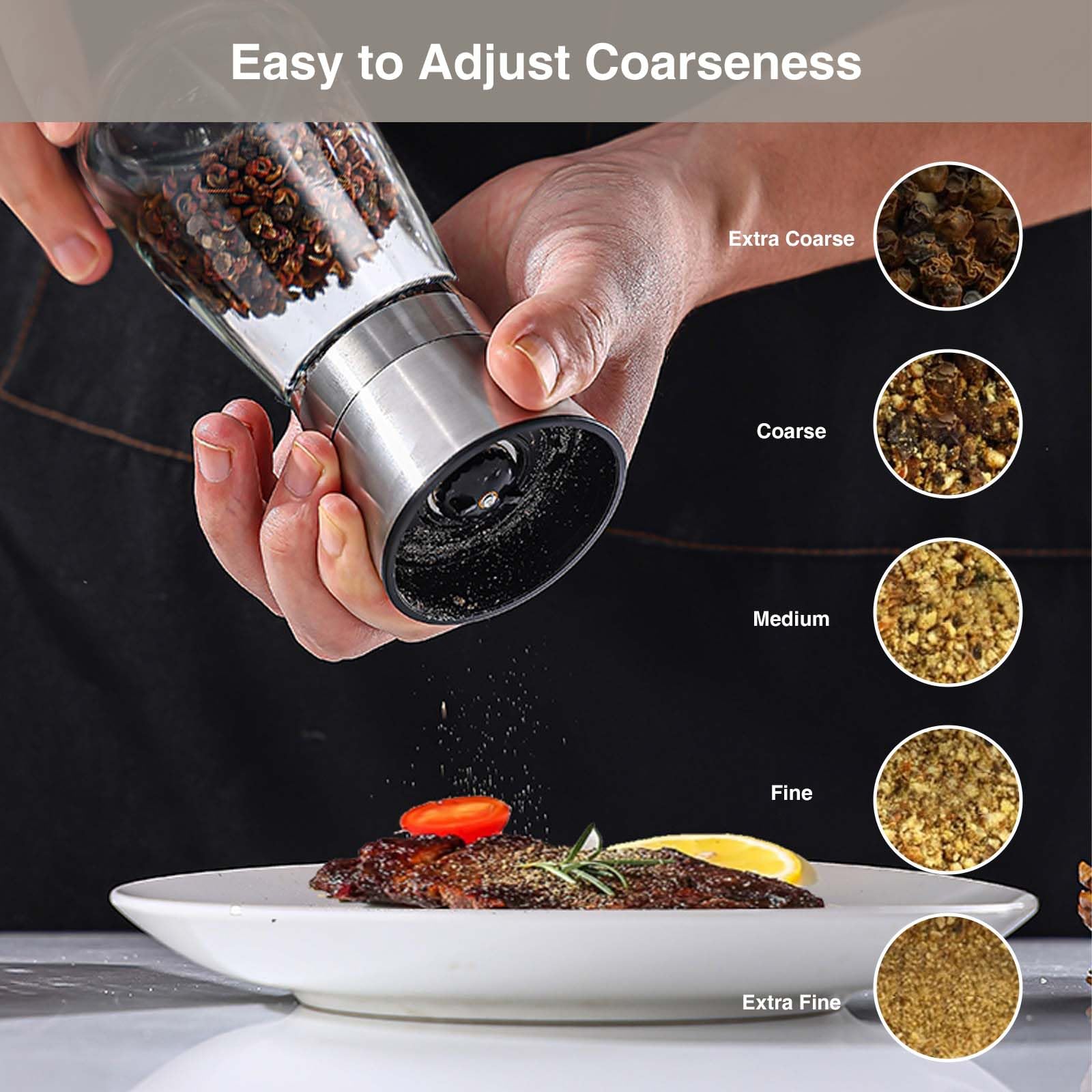JAN24071801 Salt Pepper Mill, Stainless Steel — Amazon image 4