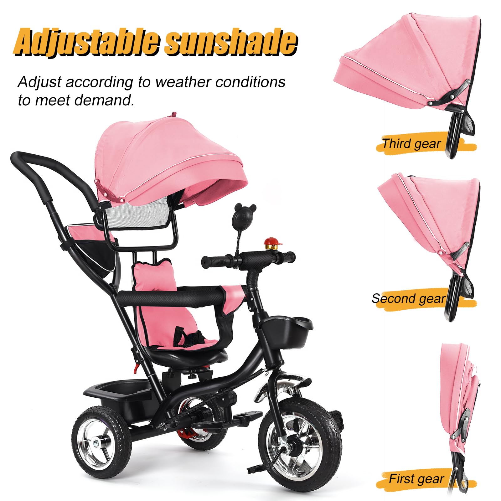 Driewieler voor baby's, uitbreidbaar, 4-in-1 driewieler en loopfiets, afneembare pedalen, driewieler om op te schuiven voor meisjes en jongens