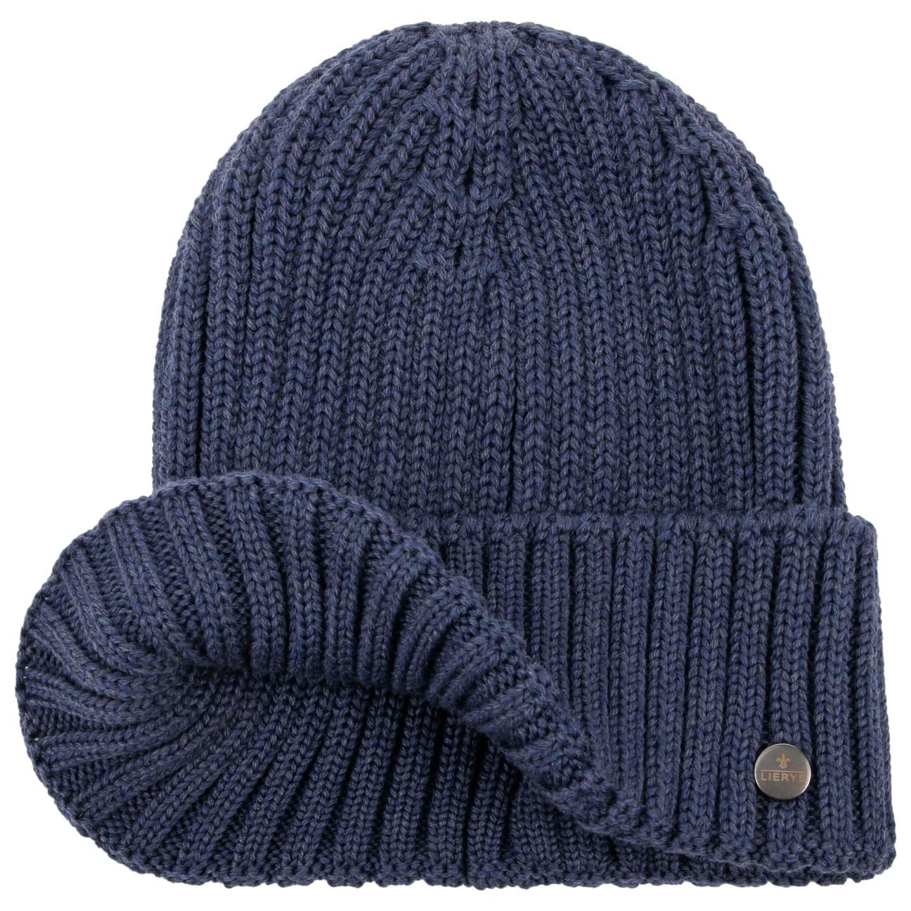 LIERYS Berretto Maglia Lana Merino Uomo Made in Germany Coste Autunno Inverno