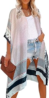 Moss Rose Women's Swimsuit Cover up Beach Kaftan for Bathing Suit with Floral Pattern