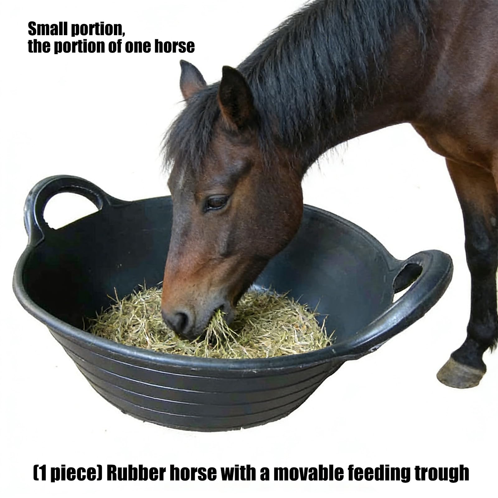 Gran comedero de goma para caballos construido para manejar condiciones desafiantes, espacio de alimentación seguro y cómodo, comedero de gran capacidad