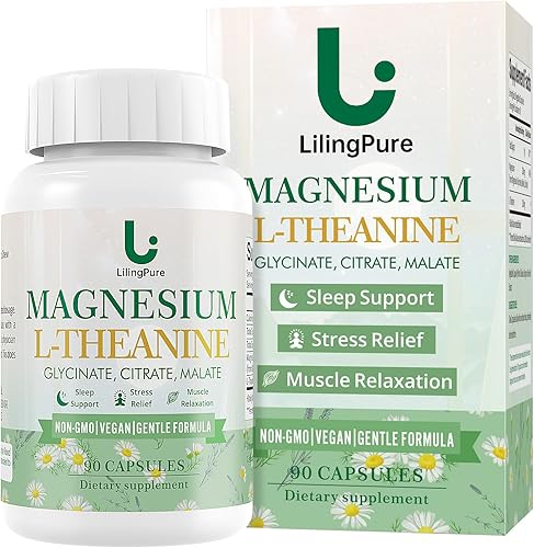 Complejo de magnesio con L-teanina 200 mg de triple magnesio + 100 mg de L-teanina Sueño, alivio del estrés y apoyo muscular 90 cápsulas