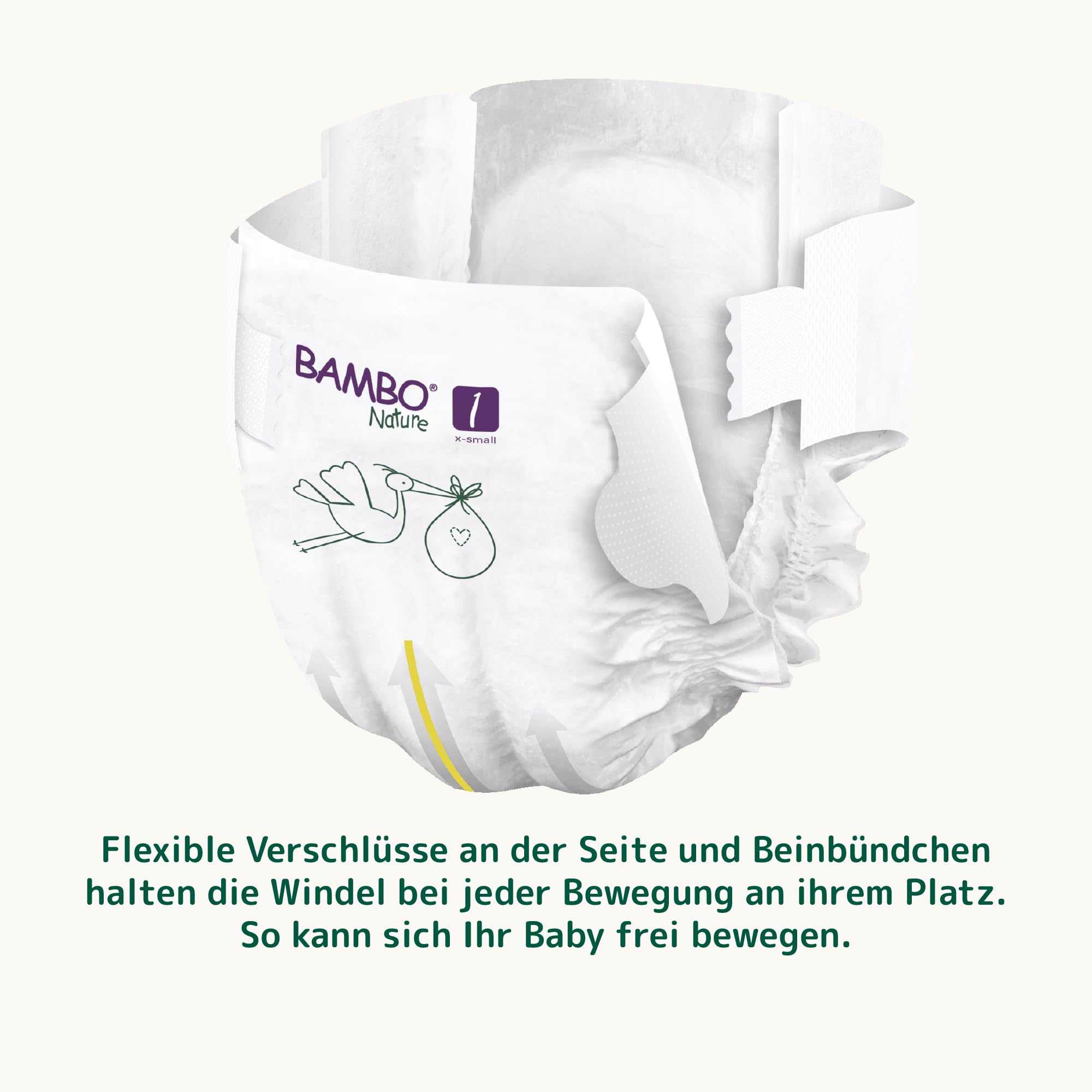 Bambo Nature Baby Windeln Größe 1 (2-4kg) 132 St. Monatsbox | Premium Diapers mit verbesserter Auslaufsicherheit | Ultimativen Komfort & Freiheit für Neugeborene | Dermatologisch getestet Nappies