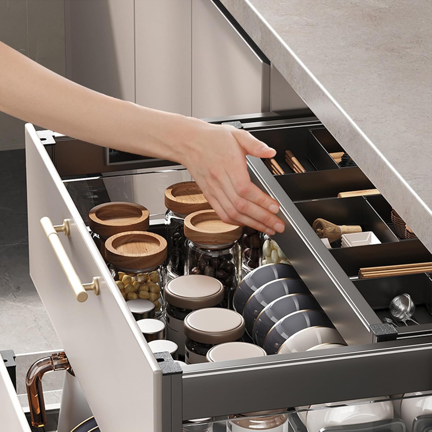 Heavy Duty Slide Out Pantry Shelves Drawer Storage Pull Out Cabinet Organizer Fixed Under Sink Pull-Out Home Organizers for Kitchen Home Cabinet Organization, Pantry, Bathroom (Hal