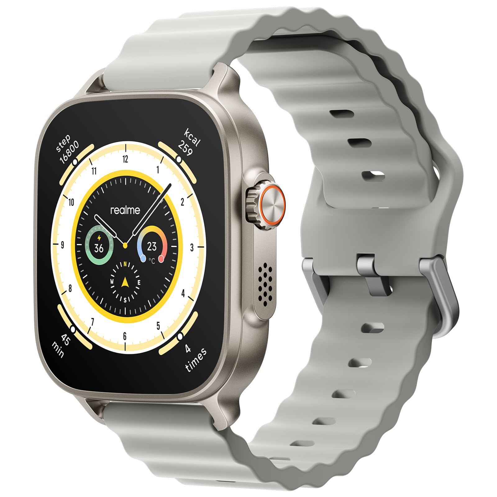 realme Watch 5 Smartwatch, IP68, GPS Independiente, Acceso NFC, Llamadas Bluetooth, 108 Modos Deporte, Monitoreo Oxígeno Sanguíneo/Sueño, Pantalla Táctil AMOLED 1,97'', Batería 16 Días, Gris