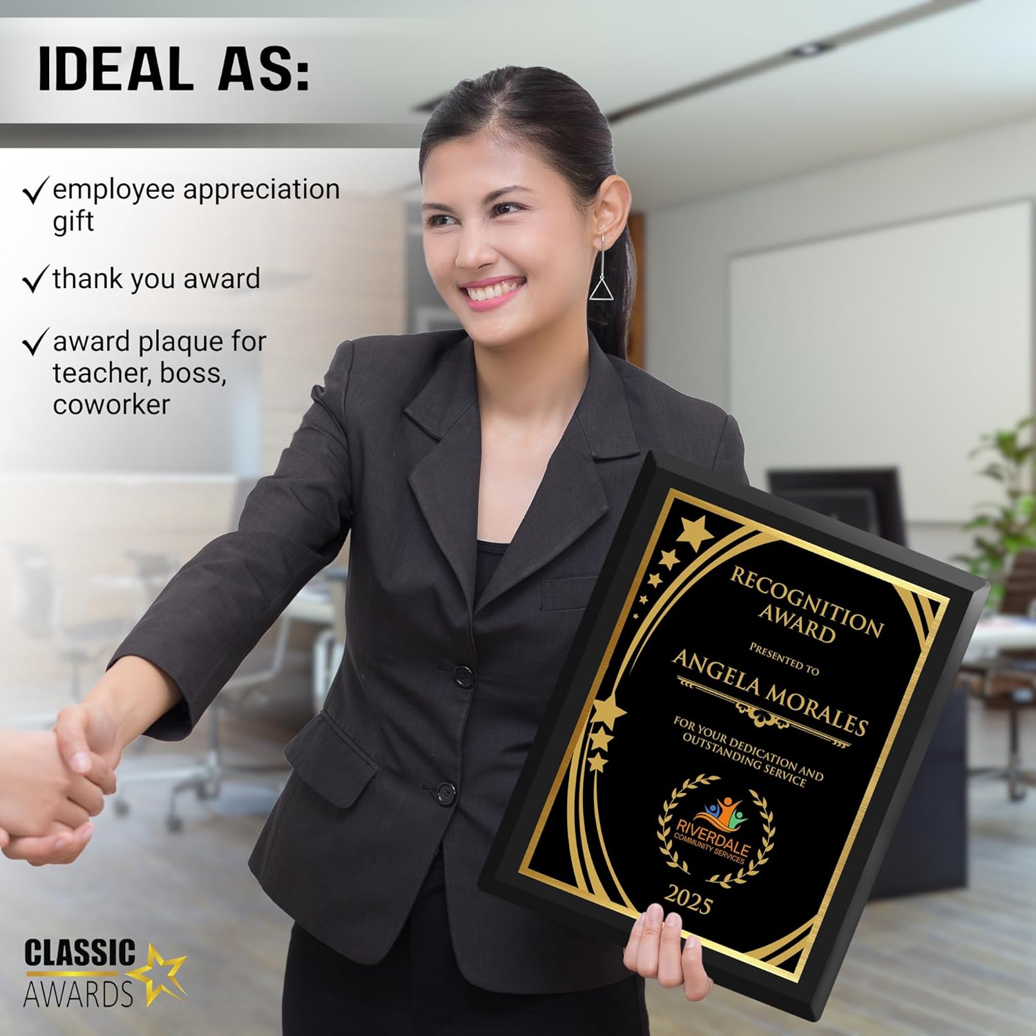 Elegant Custom Plaque - Add Your Own Text or Logo - Personalized Award Plaque for Employee of the Month, Ideal as Recognition Awards for Employees, Retirement, and Service Appreciation (Recognition Award 1, 7" x 9")