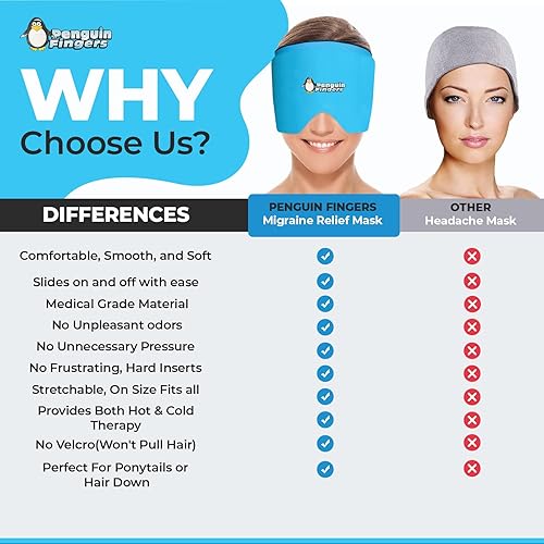 Miniatura 4 de Máscara de ojos ponderada para aliviar el dolor de cabeza y migraña, envoltura de cabeza reutilizable, paquete frío, tapa de bolsa de hielo para