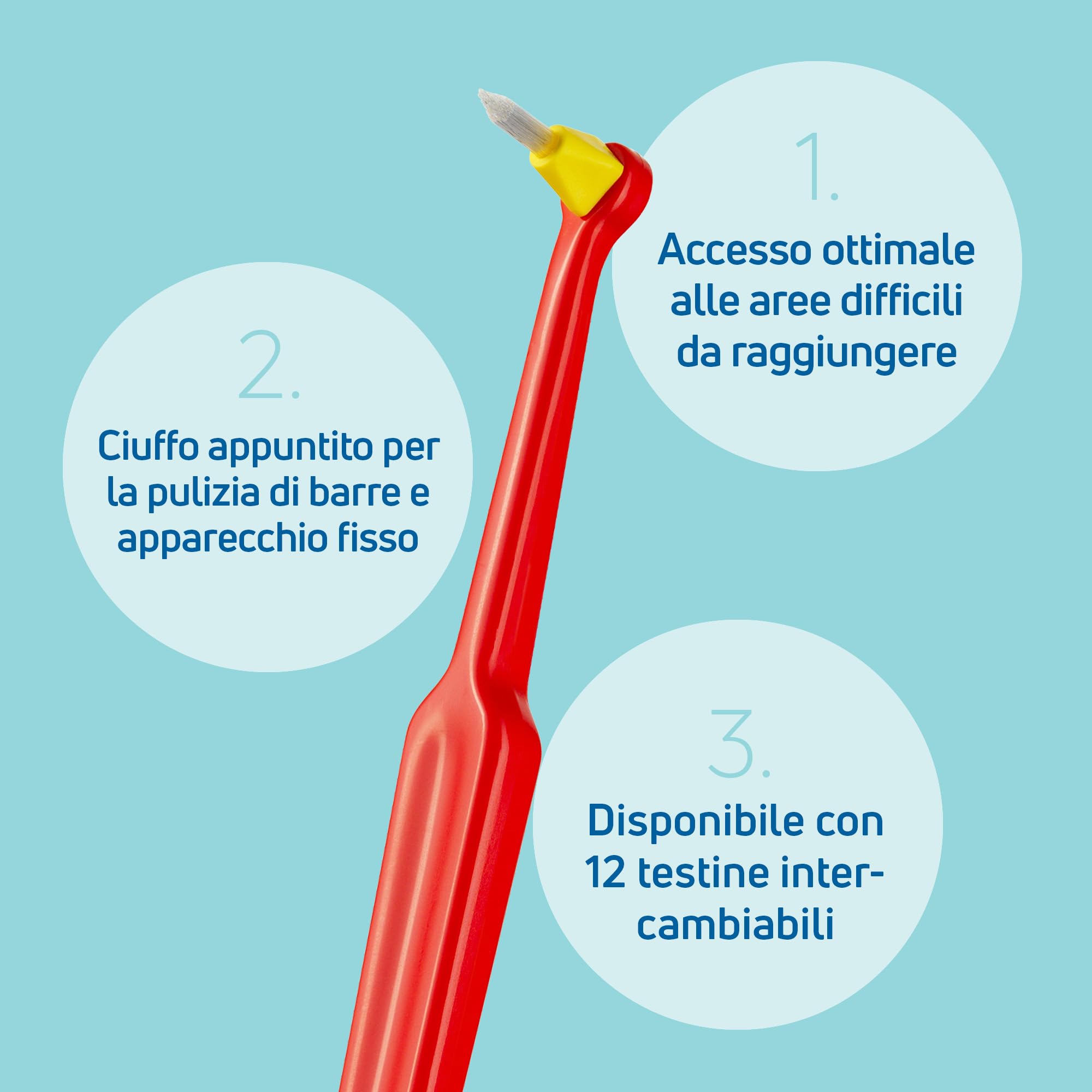 TePe Interspace, Soft, 1 manico, 12 testine intercambiabili, pulizia di precisione di aree difficili da raggiungere come forcazioni, impianti ed apparecchi