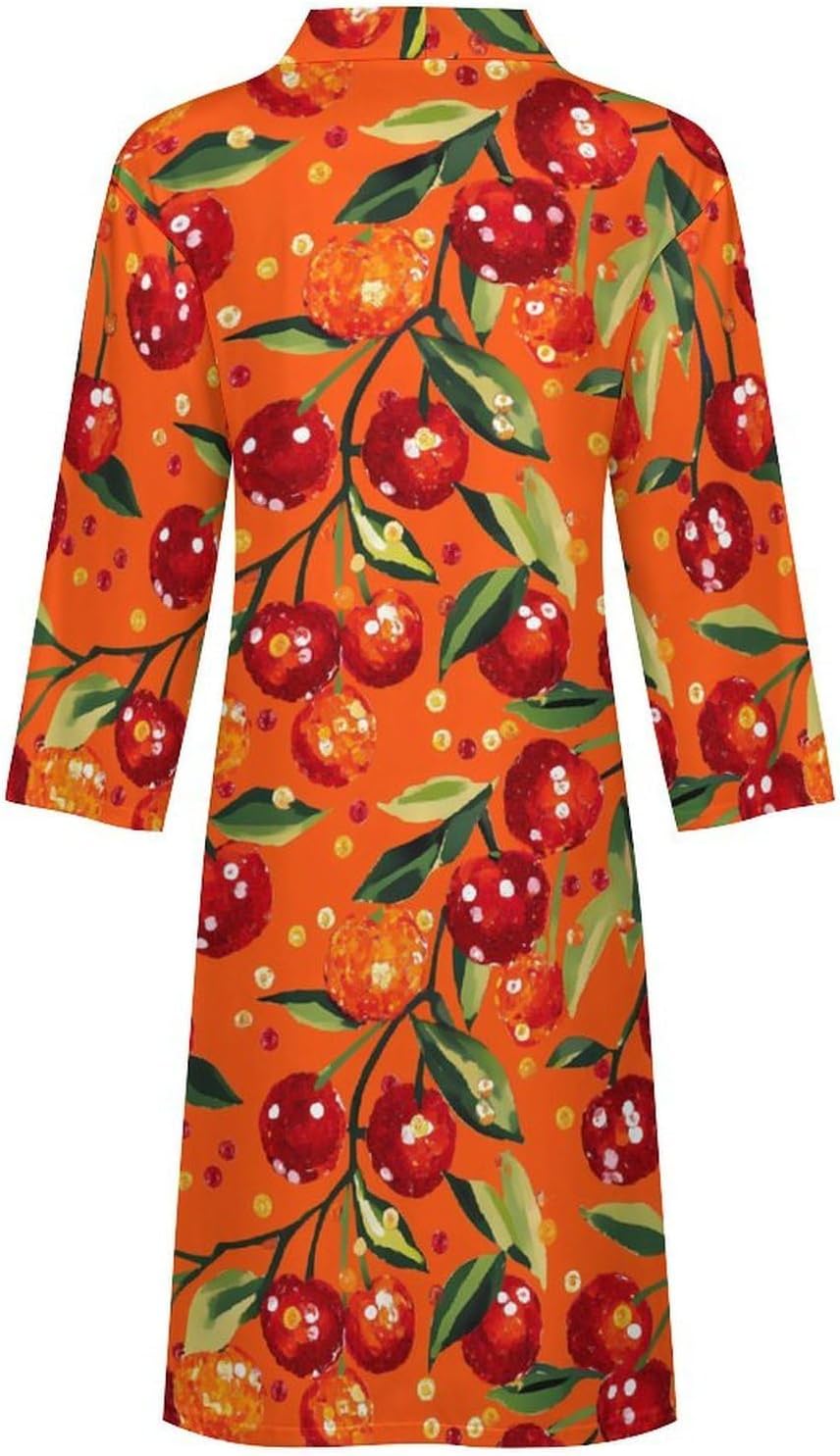 Sequin Cherry1 Mens Robe Long Bathrobe for Women Bath Robes Lightweight Soft Printed Sleepwear
