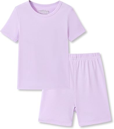 Mikrdoo Girls Pajamas Toddler 2 Piece Summer Snug Cotton Short Sleeve and Short Pjs Soft Sleepwear Set for Kids 2-14 Years