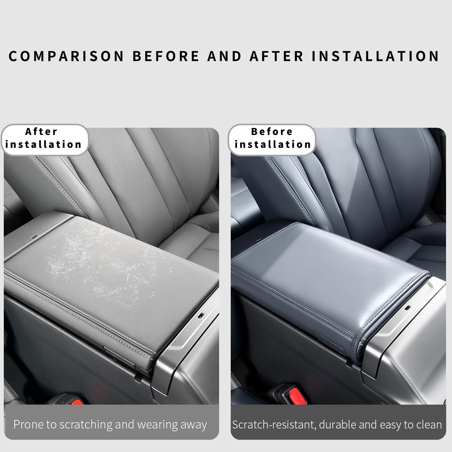 Custom Fit for New 2026 Toyota RAV4 Center Console Armrest Cover, Premium Leather Middle Console Lid Cover Pad Protector Elbow Arm Rest Covering Car (Blackish-Gray)