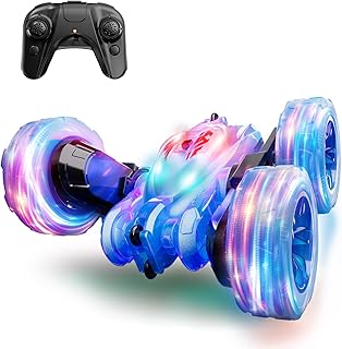 RacingFun Remote Control Car,RC car Fun Light,40Min Playtime, 360 Flips Rotating RC Stunt Cars,2.4Ghz All Terrain Toys for Kids 4-7,8-12 Years Old,Xmas Birthdays Gifts Toy Car for Boys Girls