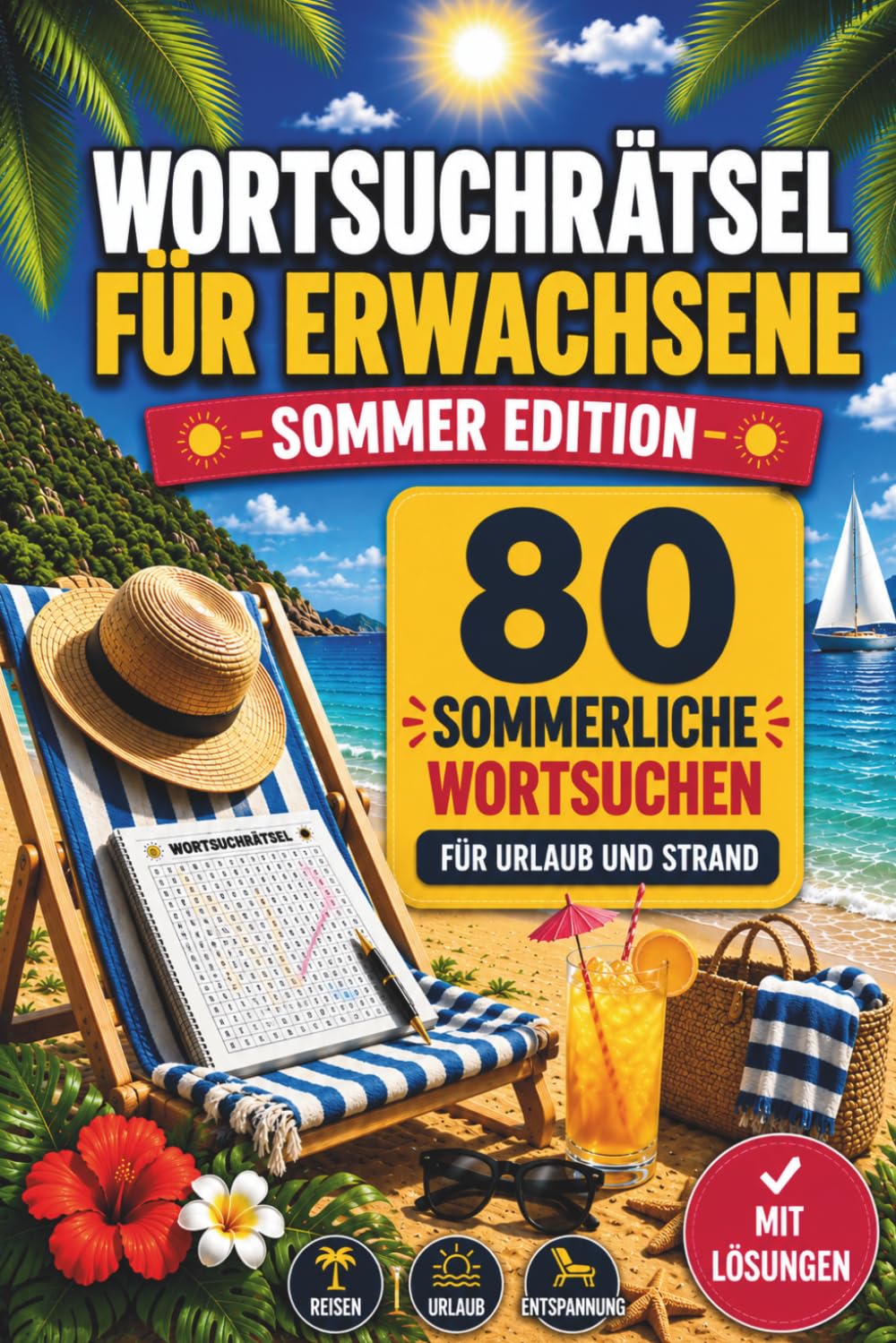 Wortsuchrätsel für Erwachsene - Sommer Edition: 80 sommerliche Wortsuchen für Urlaub und Strand | Rätselbuch für Erwachsene zum Entspannen, Abschalten und Genießen