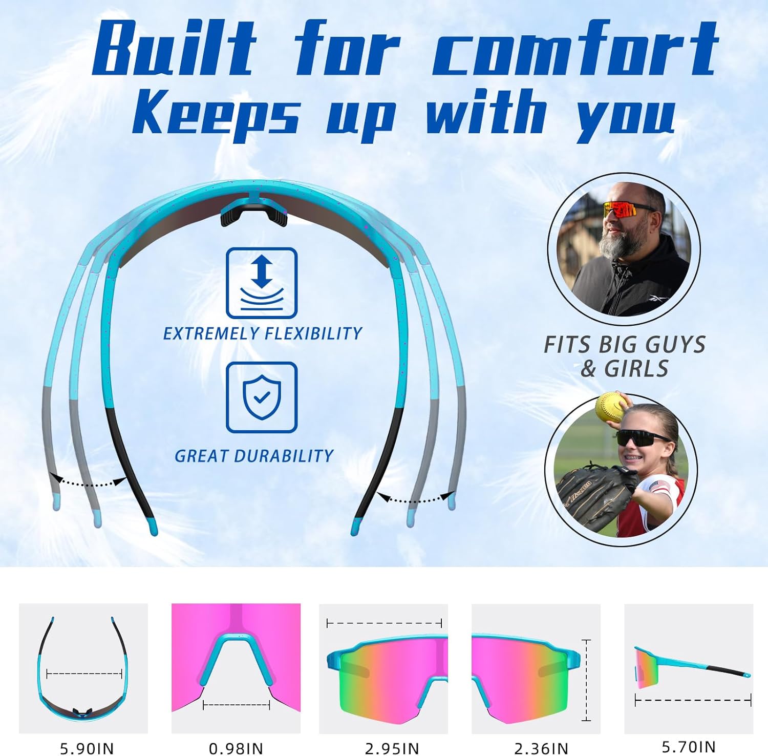 Polarized Cycling Sunglasses for Men Women,UV400 Protection Sports Sunglasses,Baseball Glasses for MTB Fishing - Image 4