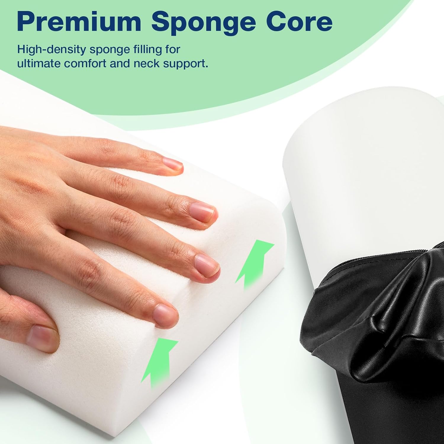 Noverlife Half Round Massage Table Bolster Pillow with Strap Handle, 17 x 6 x 4 in PU Leather Semi-Round Bolster Pillow for Neck, Under Knee Ankles Pain Relief Half Moon Knee Bolster for Massage Table