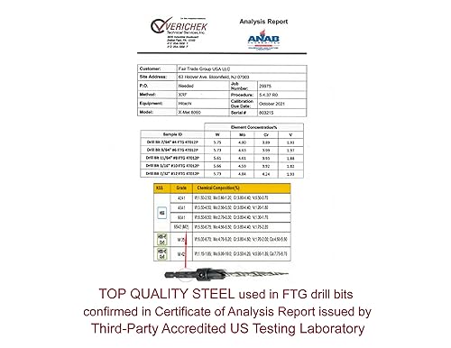 Miniatura 3 de FTG USA Juego de brocas avellanadoras de madera ajustable, 5 piezas, broca avellanadora #4 #6 #8 #10 #12 con broca cónica para carpintería