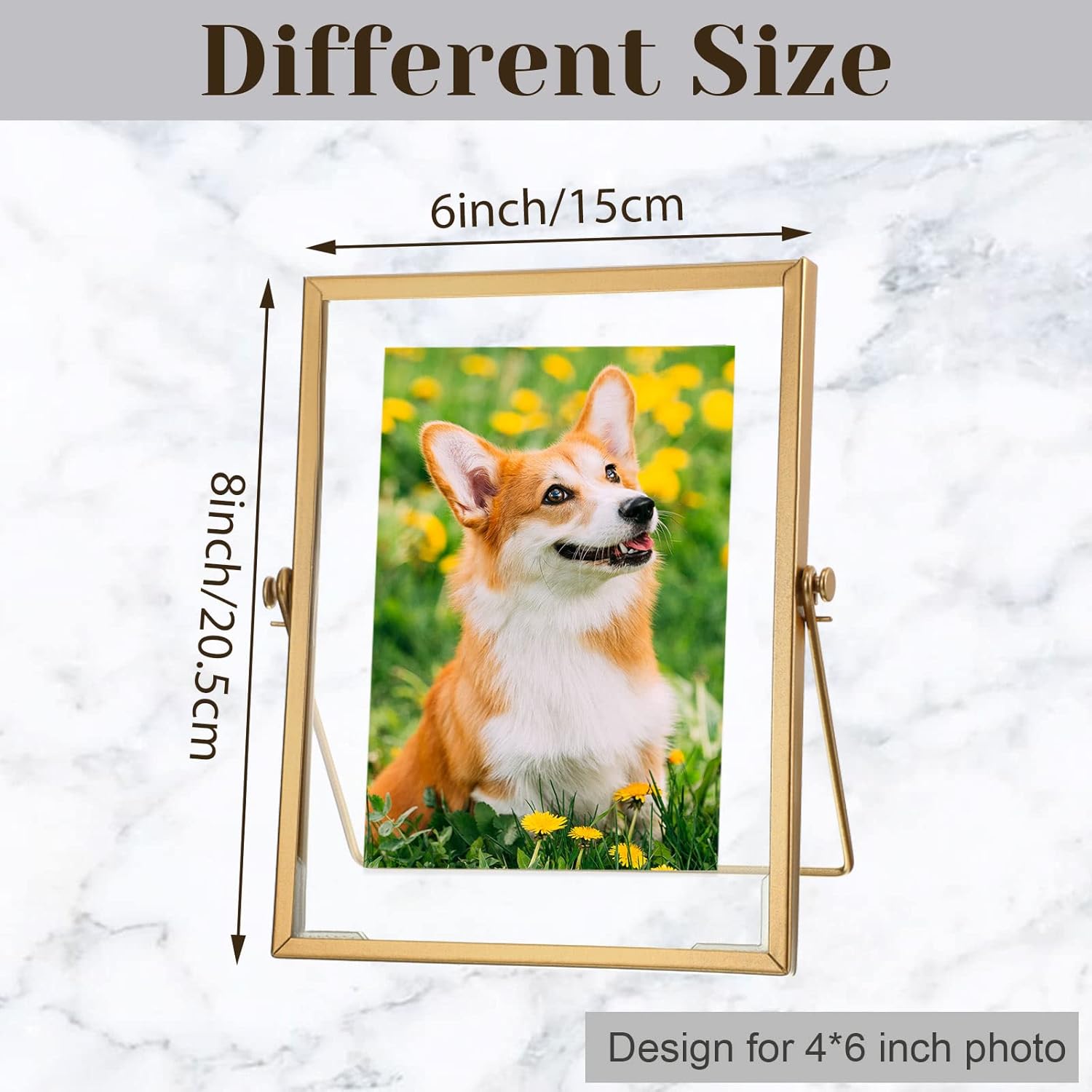 Hoteam 12 Pack 6 x 8 Inches Floating Frame for Photo 4 x 6 Inches, Glass Floating Picture Frame Collection Vintage Metal Minimal Ornate Easel for Wedding Pictures Photos Desk Tabletop Display