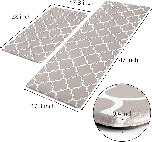 Miniatura 78 de KMAT - 2 tapetes acolchados para cocina, antifatiga, impermeables, antideslizantes, PVC resistente y espuma cómoda y ergonómica para estar de pie
