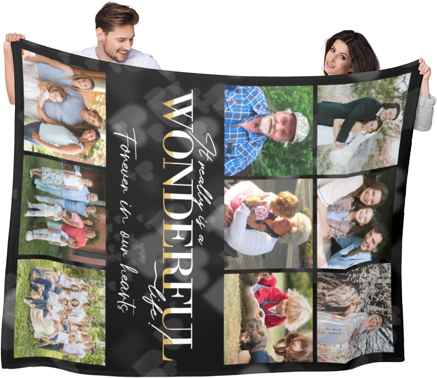 EastArts Custom Photo Collage Blanket, Using Own Picture and Text on Throw Blanket for Grandma and Mom, 10 Colours Available