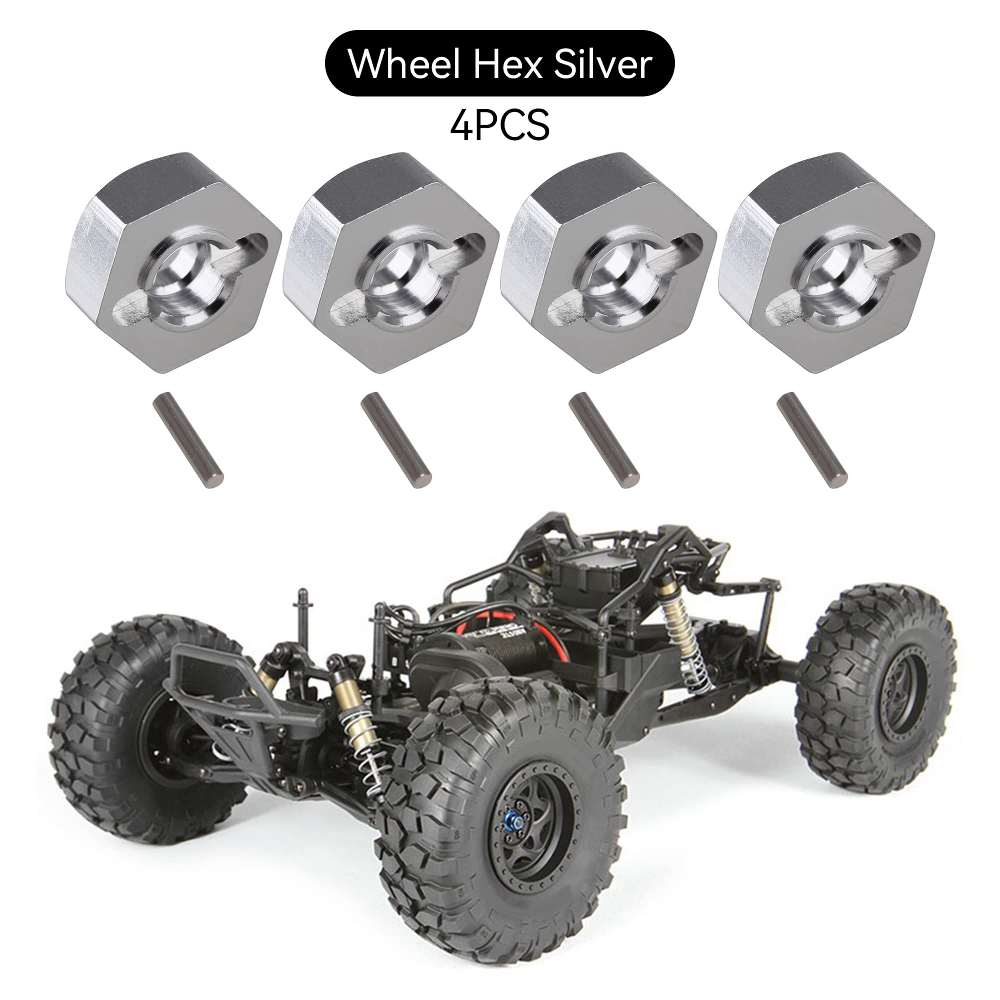 Mxfans Adattatori Mozzo Ruota In Alluminio Per RC 1:10 - 12mm Esagonali, Ricambio Per AXIAL Yeti E AX31015 (4 Pezzi)