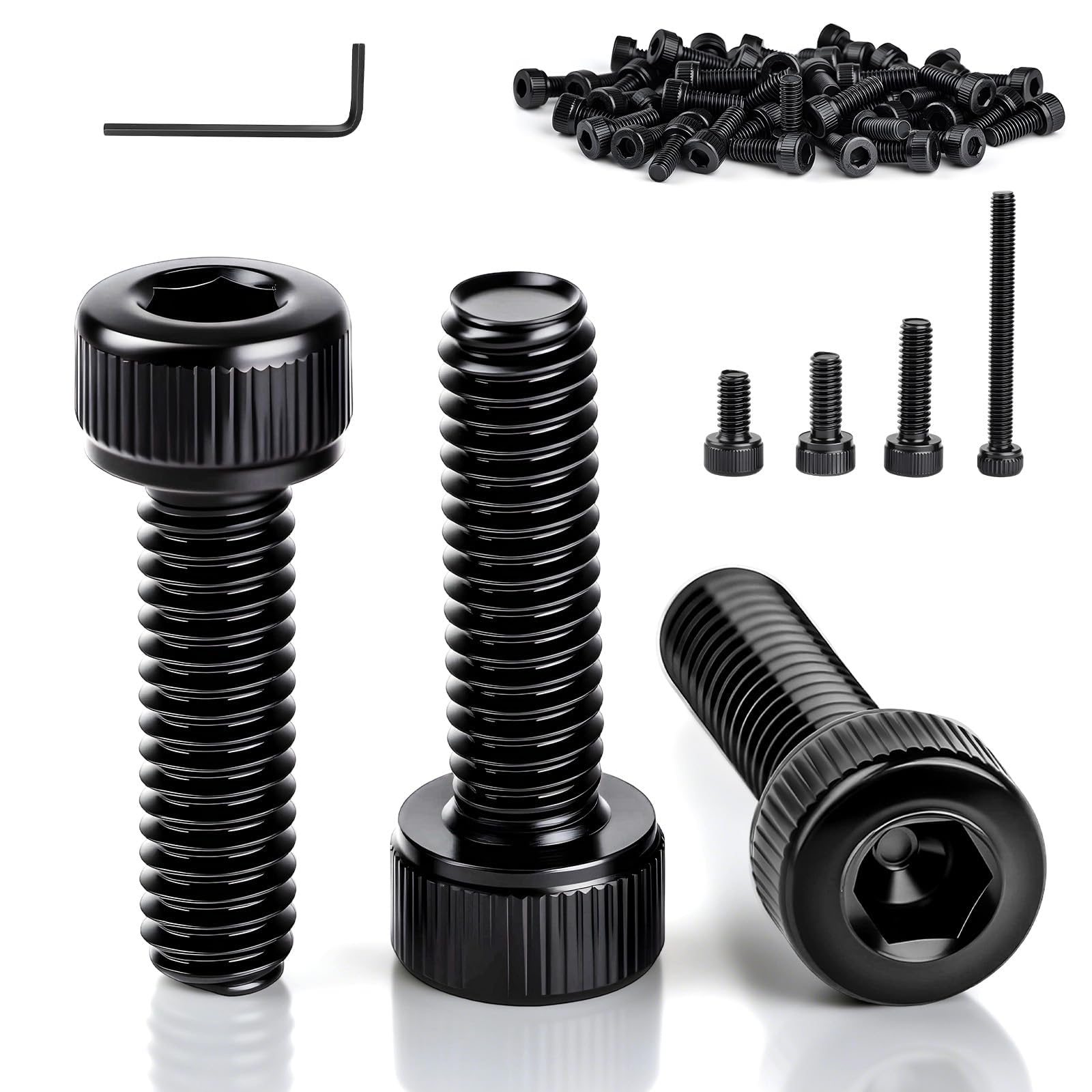 ddckj 35 Stück M5 Schrauben Zylinderkopfschrauben M5x35 mm Zylinderschrauben mit Innensechskant Edelstahl A2 Vollgewinde Schwarz Innensechskantschrauben mit Schraubenschlüssel